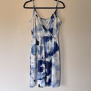 NWT! Styleword Blue and White Print Soft (Cotton/Spandex Blend) Dress. Size M.